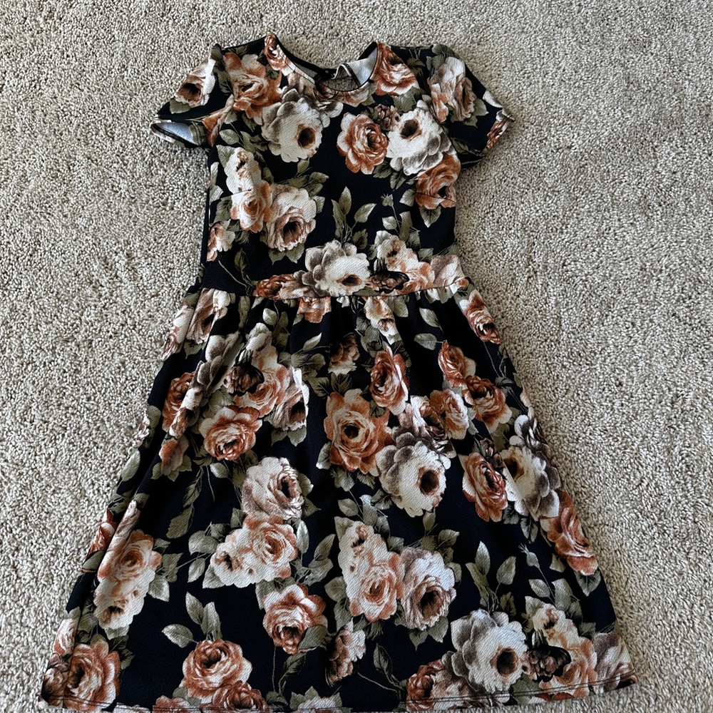 Soprano Pleated Fit and Flare Dress in Brown and Tan